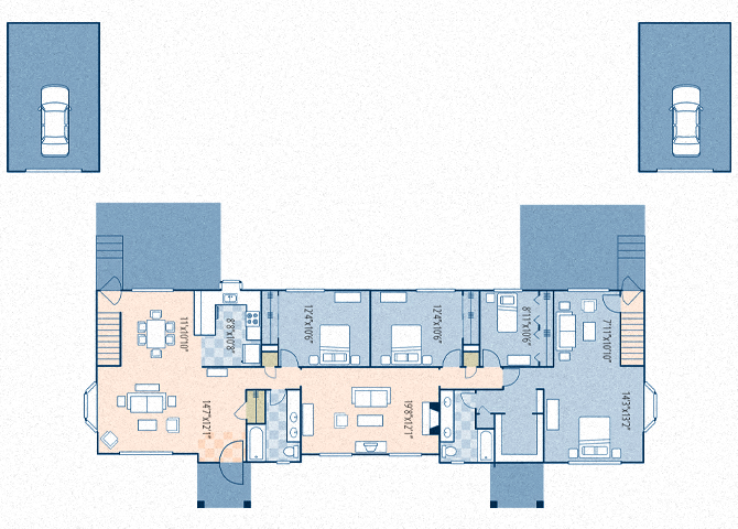 Floor plan for 4 beds, 2 baths, 2630 sqft